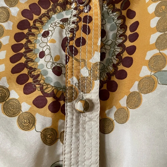 Hanii Y 100% Silk Mini Dress Abstract Floral Short Puff Sleeve Size 40 - Picture 5 of 15